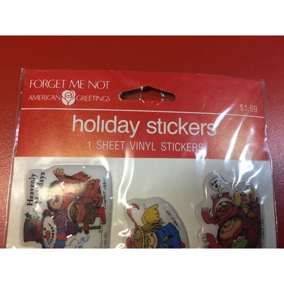 Sherman On The Mount Vinyl Vintage Puffy Stickers 1984 AGC Forget Me Not Holiday - Picture 5 of 6